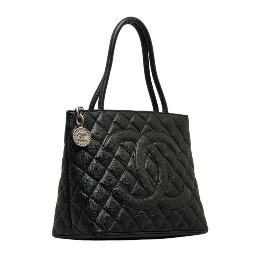 Chanel Medaillon Black Leather Tote Bag (Pre-Owned) - Picture 4 of 10